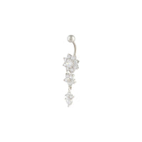 Surgical Steel Cubic Zirconia Three Flower Belly Bar - link has visual effect only