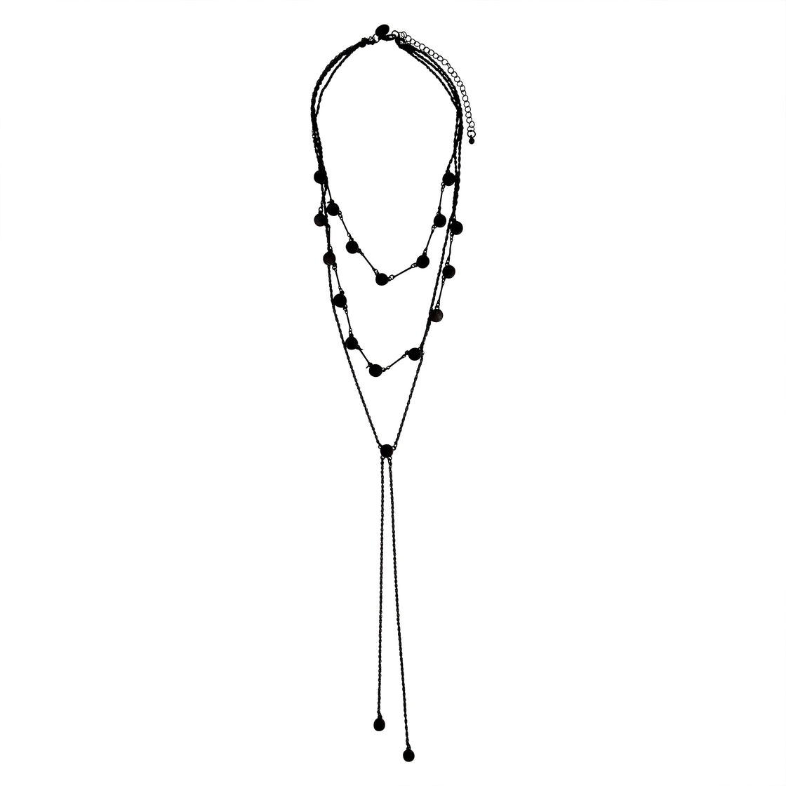 Black Multi Row Y Neck Necklace