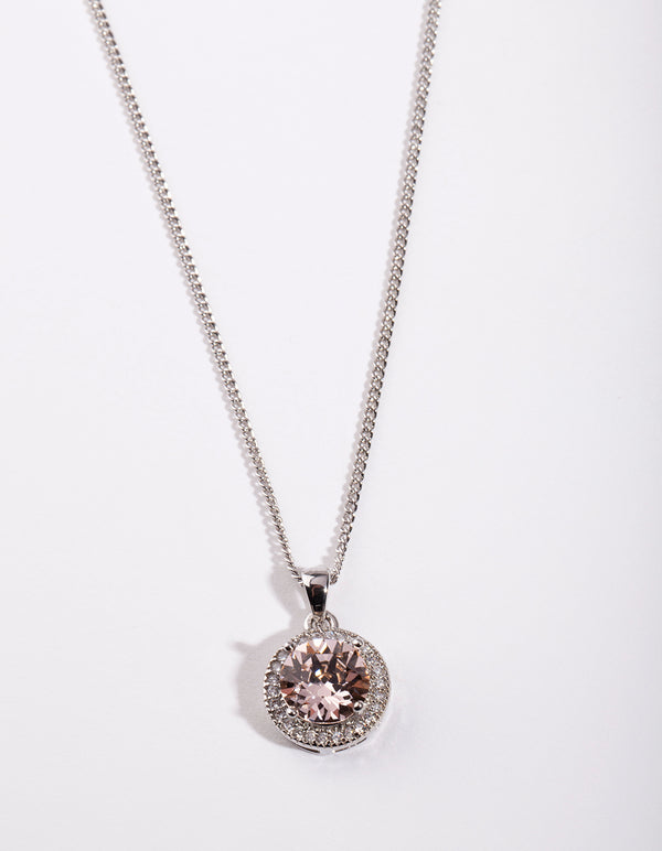 Diamond Simulant Peach Circle Necklace