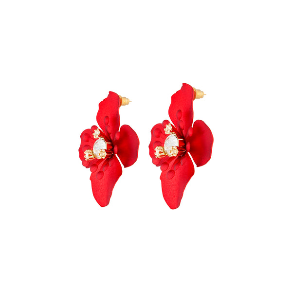 Red Dainty Detailed Petal Stud
