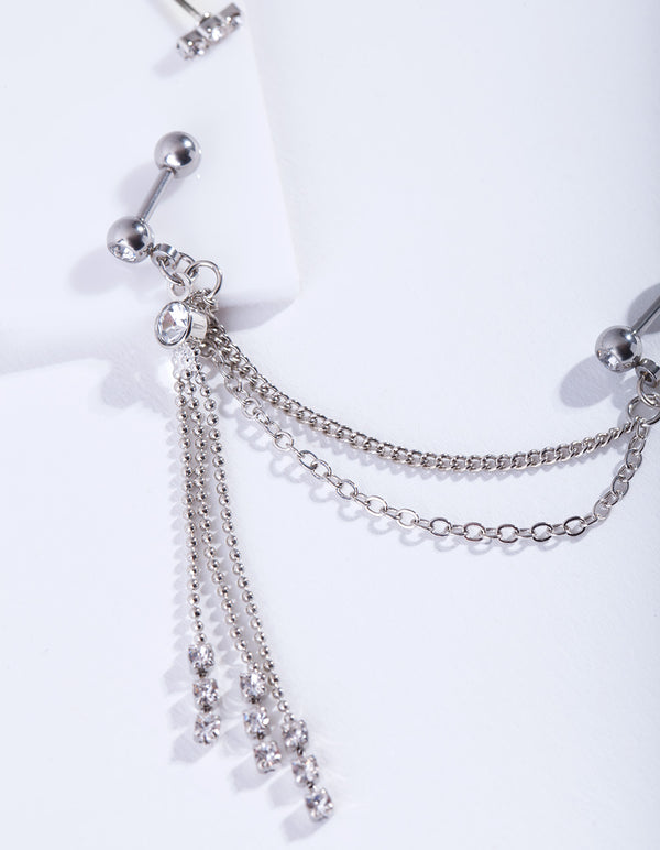 Silver Chain Drape Earrings