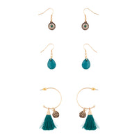 Antique Gold Pack Tassel Stone Hoop Earring - link has visual effect only