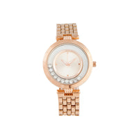 Rose Gold Diamante Stone Link Watch - link has visual effect only
