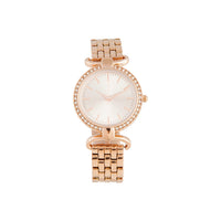 Rose Gold Diamante Classic Link Watch - link has visual effect only