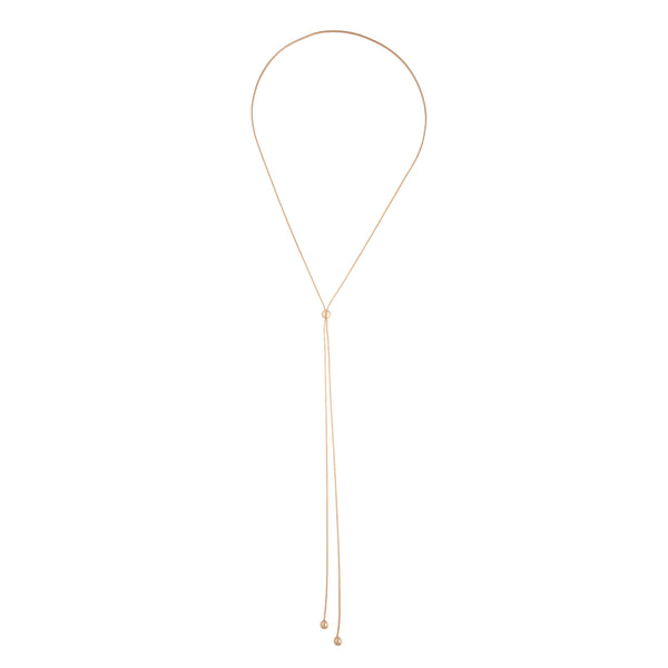 Gold Lariat Ball Necklace