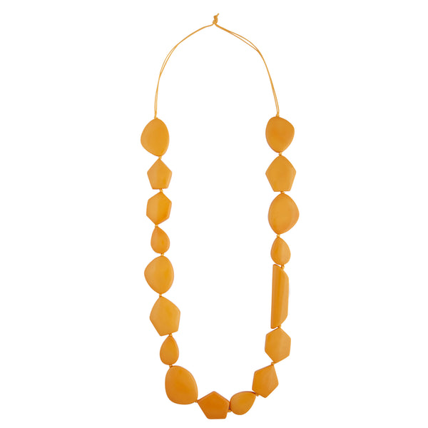 Golden Yellow Acrylic Mixed Long Necklace
