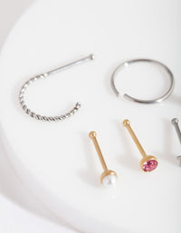 Mixed Metal Twist Star Nose Piercing 6-Pack - link has visual effect only