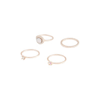 Rose Gold Round Stone Multi Ring - link has visual effect only