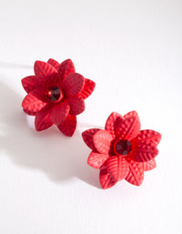 Red Flower Stud Earrings - link has visual effect only