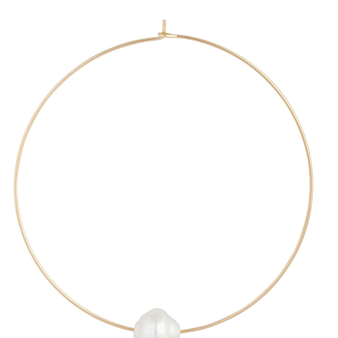 Gold Hoop Pearl Charm Earrings