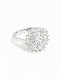 Silver Cubic Zirconia Round Surround Ring - link has visual effect only