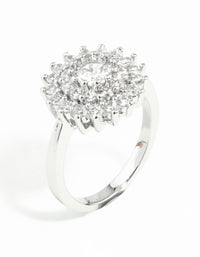 Silver Cubic Zirconia Round Surround Ring - link has visual effect only
