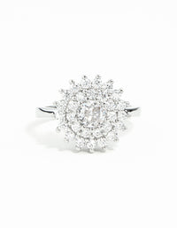 Silver Cubic Zirconia Round Surround Ring - link has visual effect only
