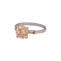 Silver Round Stone Golden Cubic Zirconia Ring - link has visual effect only