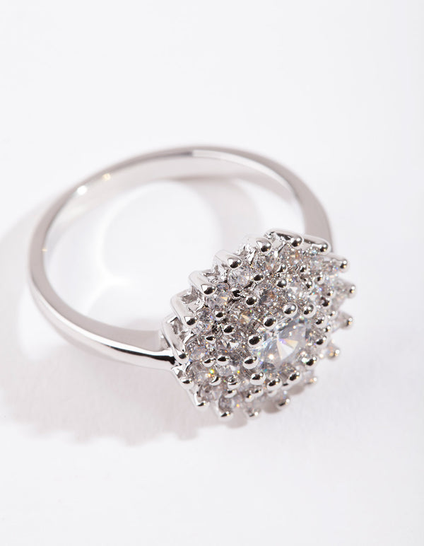 Silver Cubic Zirconia Round Surround Ring