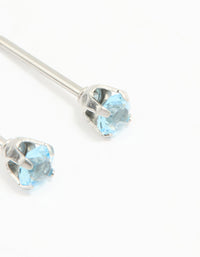Surgical Stainless Steel 3MM Blue Cubic Zirconia Piercing Stud - link has visual effect only