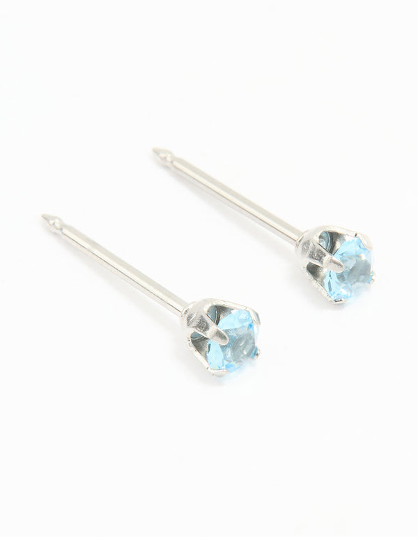 Surgical Stainless Steel 3MM Blue Cubic Zirconia Piercing Stud