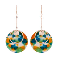Rose Gold Multi Coloured Acrylic Disc Drop Earrings - link has visual effect only