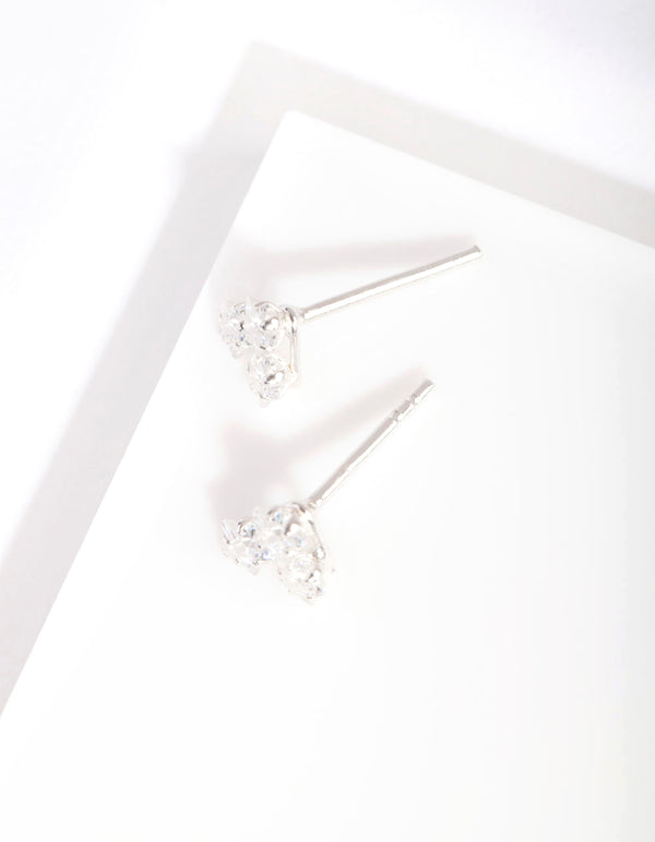Sterling Silver Diamante Star Cluster Stud Earrings