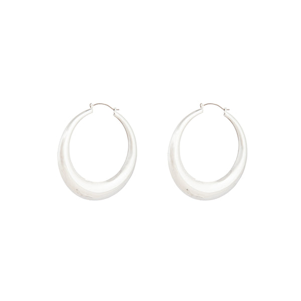 Silver 7cm Curved Hoop Earrings