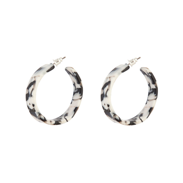 Black White Acrylic Tortoiseshell Hoop Earrings