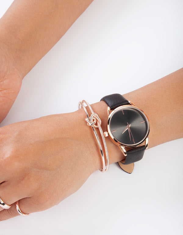 Genuine Leather Rose Gold Premium Watch