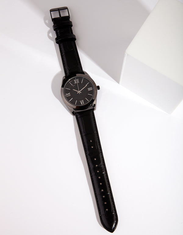 MENS RH PU ROMAN NUM WTCH