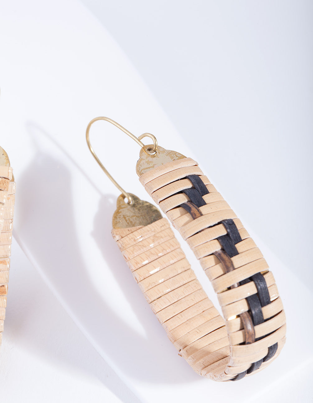 Brown Raffia Bell Hoop Earrings