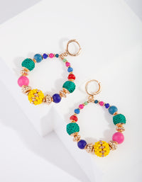 Gold Bright Multi Seed Bead Earrings - link has visual effect only