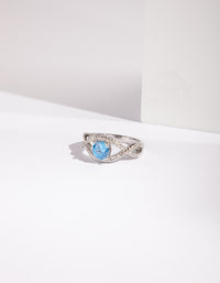 Silver Blue Cubic Zirconia Ring - link has visual effect only
