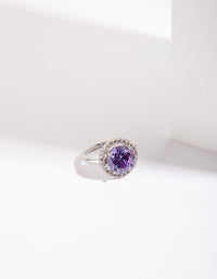 Silver Purple Cubic Zirconia  Ring - link has visual effect only