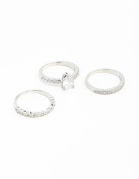 Silver Teardrop Cubic Zirconia Ring Stack - link has visual effect only