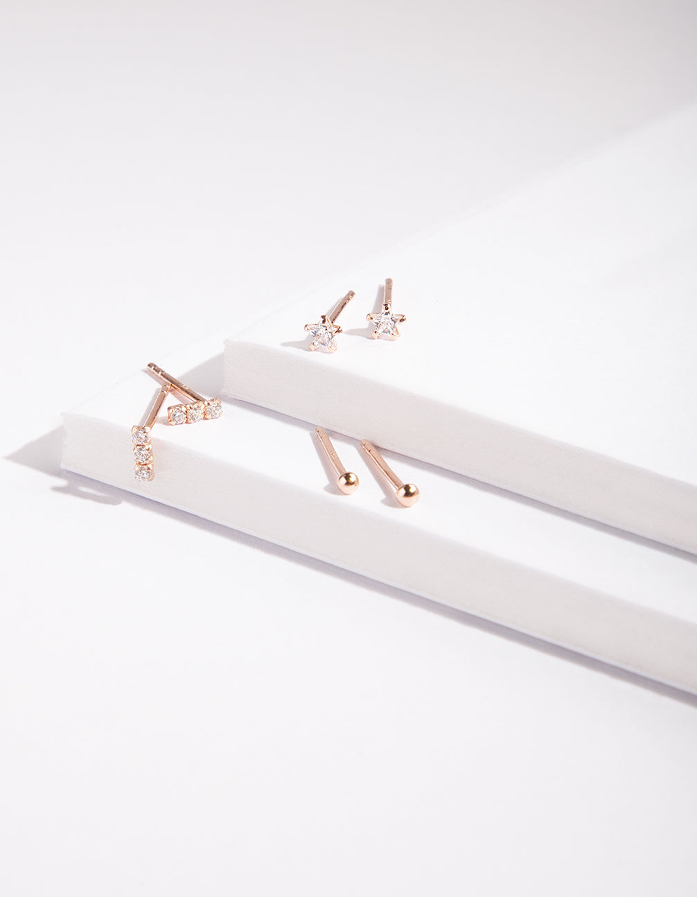 Rose Gold Plated Diamante Star Earring 3 Pack