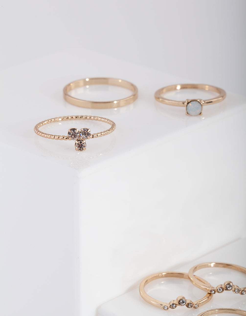 Gold Fine Moonstone Ring Pack