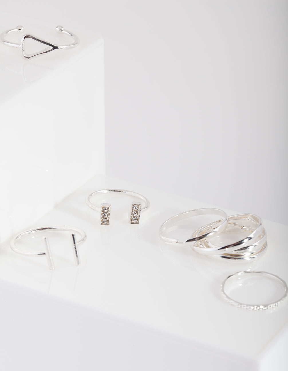 Silver Fine Mix Open Band Ring Pack