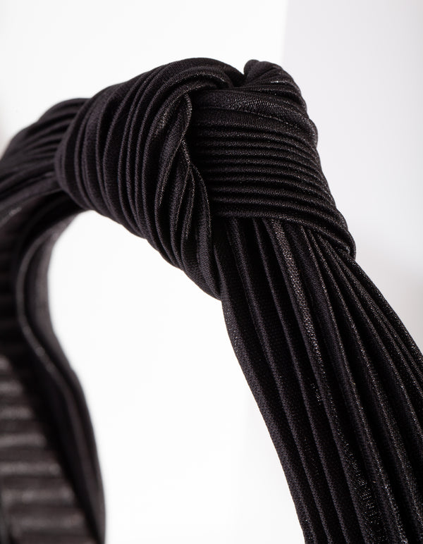 Black Pleated Turban Headband