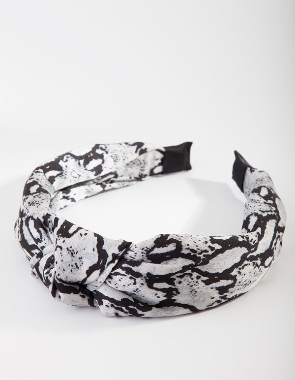 Black & White Snakeskin Turban Headband