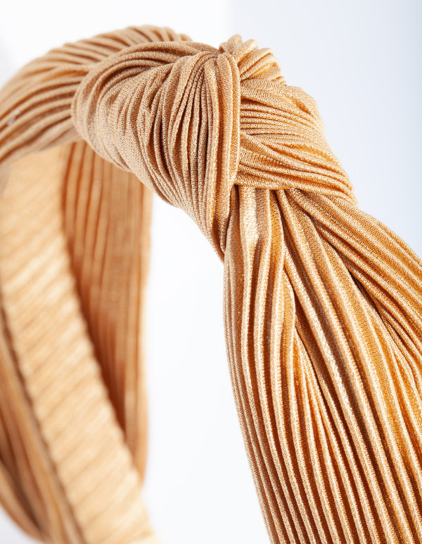 Golden Yellow Pleated Turban Headband