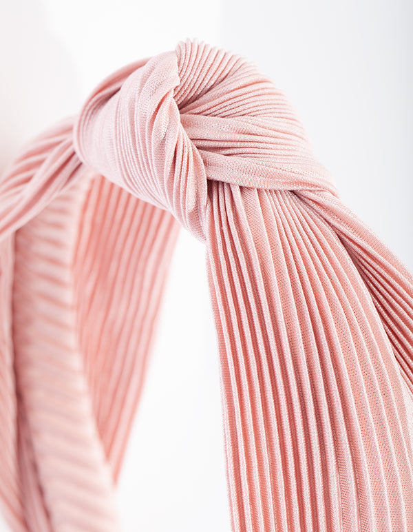 Pink Pleated Turban Headband