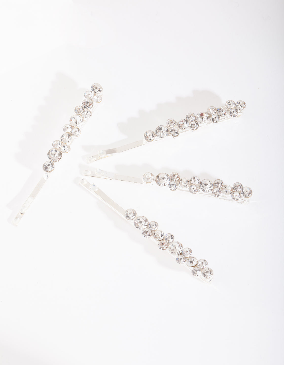 Silver Round-cut Crystal Hair Pin 4-Pack