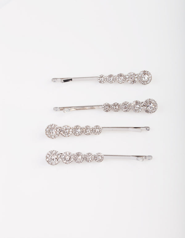 Graduated Diamante Stones Hair Pin 4-Pack