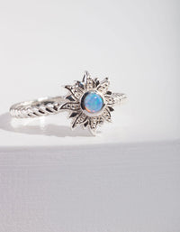 Sterling Silver Synthetic Opal Sun Ring - link has visual effect only