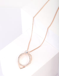 Rose Gold Teardrop Diamante Necklace Earring Set - link has visual effect only