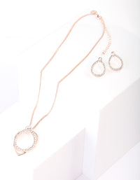 Rose Gold Teardrop Diamante Necklace Earring Set - link has visual effect only