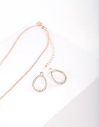 Rose Gold Teardrop Diamante Necklace Earring Set - link has visual effect only