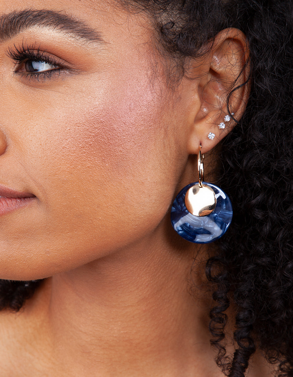Blue Wavy Acrylic Hoop Earrings