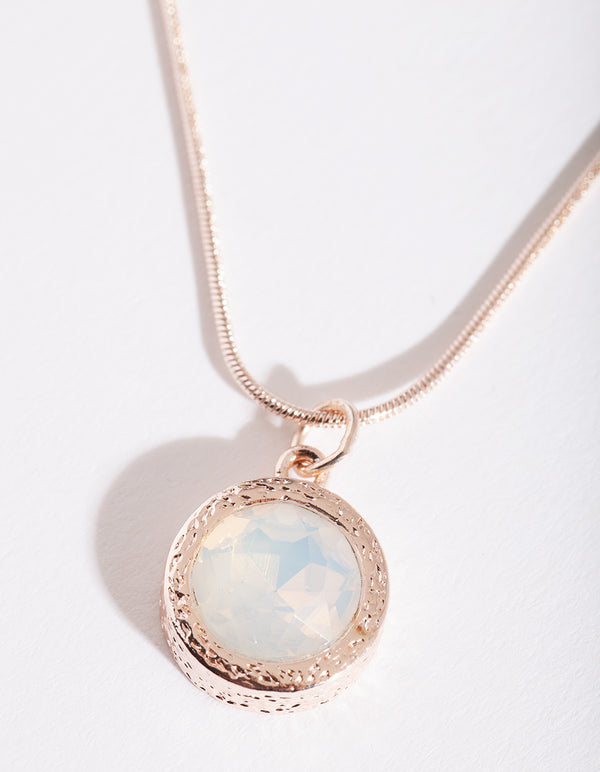 Rose Gold Bezel Necklace Earring Set