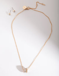 Gold Diamante Triple Ring Jewellery Set - link has visual effect only