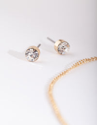 Gold Diamante Triple Ring Jewellery Set - link has visual effect only