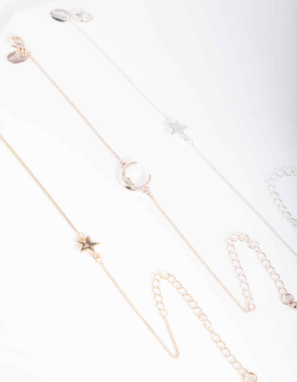 Mixed Metal Star Moon Bracelet 3 Pack